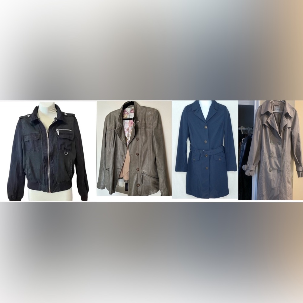 Bundle 4 jackets 2 leather 1 Raincoat  , 1 trench coat